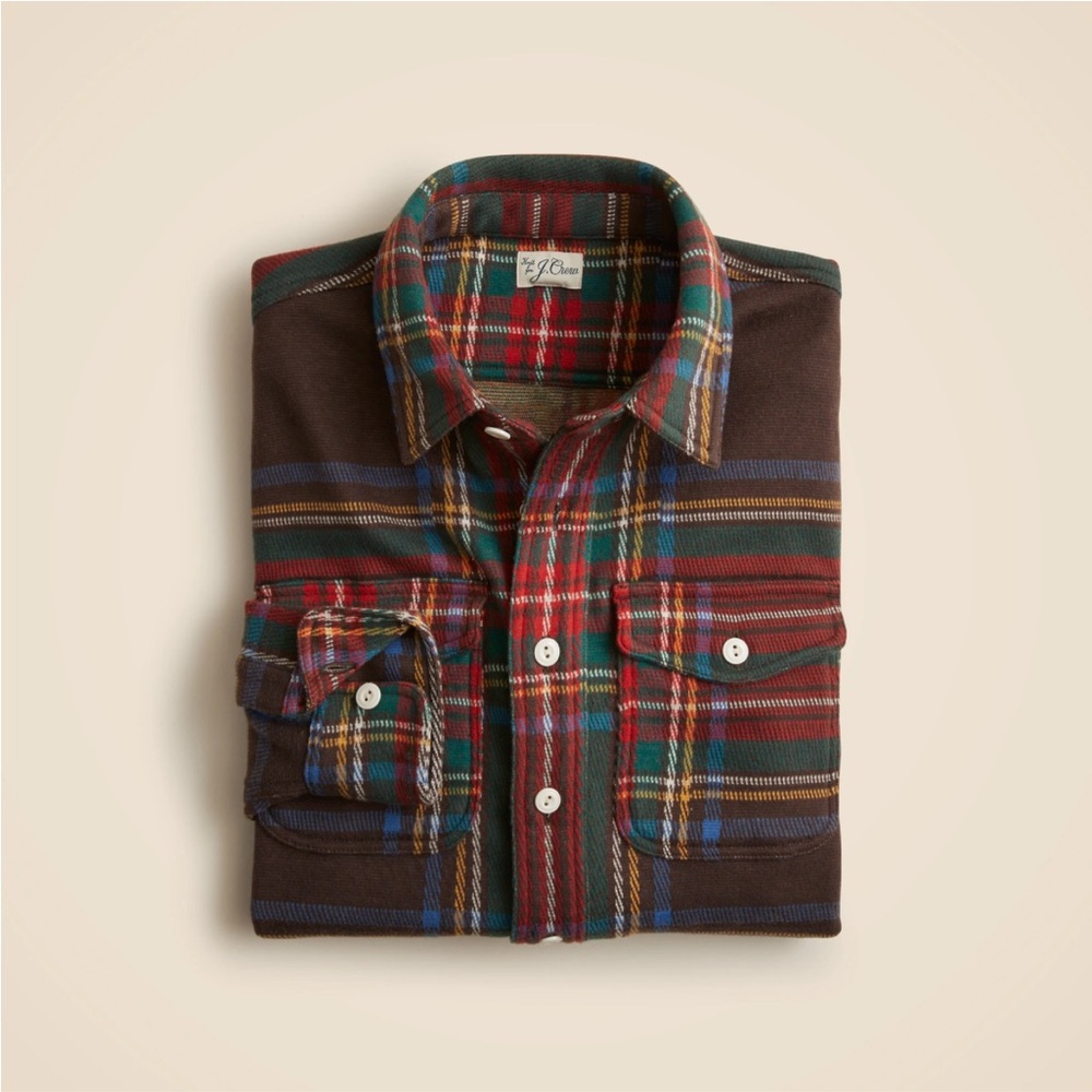 J. Crew Men's Seaboard Soft Knit Multicolor Plaid Button-Down Shirt